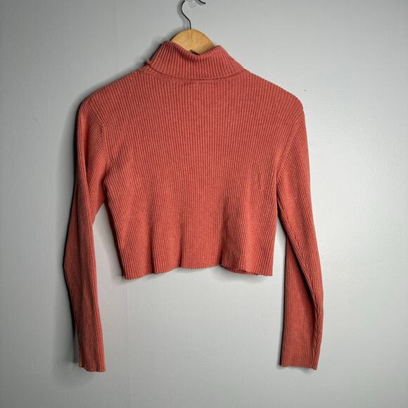 Talbots Women's Vintage Pink‎ Ribbed Cropped Turtleneck Sweater Size S - Picture 5 of 5